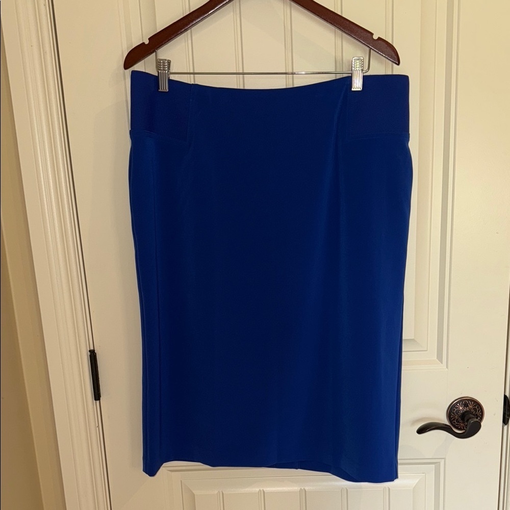 TanJay Blue Pencil Skirt Knee-Length Workwear Pull-On women’s office business